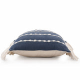 20" X 20" Navy And Ivory 100% Cotton Striped Zippered Pillow