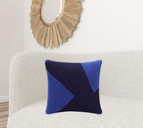 20" X 20" Cobalt Blue And Navy 100% Cotton Abstract Zippered Pillow