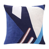 24" X 24" Cobalt Blue And Navy 100% Cotton Abstract Zippered Pillow