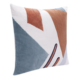 20" X 20" Brown Blue And Off-White 100% Cotton Abstract Zippered Pillow