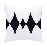 20" X 20" Black And White 100% Cotton Diamond Zippered Pillow