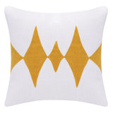 20" X 20" Yellow And White 100% Cotton Diamond Zippered Pillow