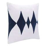 20" X 20" Blue And White 100% Cotton Diamond Zippered Pillow