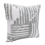 22" X 22" Sage Green And White 100% Cotton Striped Zippered Pillow