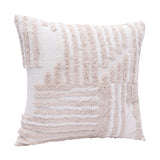 22" X 22" Cream And White 100% Cotton Striped Zippered Pillow