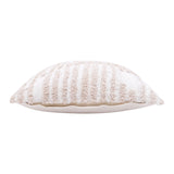 22" X 22" Cream And White 100% Cotton Striped Zippered Pillow