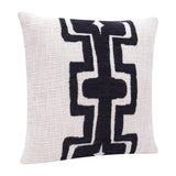 24" X 24" Black And Ivory 100% Cotton Geometric Zippered Pillow