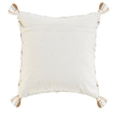 20" X 20" White And Tan 100% Cotton Geometric Zippered Pillow