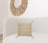 20" X 20" Natural and Ivory Striped Cotton Blend Zippered Pillow