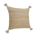 20" X 20" Tan And Beige Jute Zippered Pillow