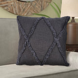 20" X 20" Beige And White 100% Cotton Geometric Zippered Pillow