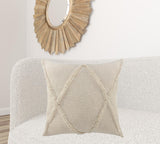 20" X 20" Ivory 100% Cotton Zippered Pillow