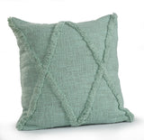 18" X 18" Jade Green 100% Cotton Geometric Zippered Pillow