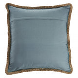 20" X 20" Turquoise Blue And Tan 100% Cotton Zippered Pillow