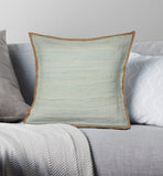 20" X 20" Blue and Beige Cotton Blend Zippered Pillow