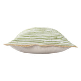 20" X 20" Sweet Pea Green, White And Tan 100% Cotton Striped Zippered Pillow