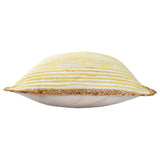 20" X 20" Golden Yellow, White And Tan 100% Cotton Striped Zippered Pillow