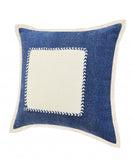 20" X 20" Navy And Cream 100% Cotton Zippered Pillow