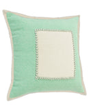 20" X 20" Pastel Green And Cream 100% Cotton Zippered Pillow