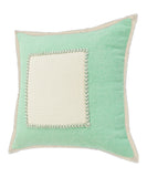 20" X 20" Pastel Green And Cream 100% Cotton Zippered Pillow