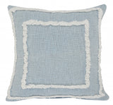 20" X 20" Sky Blue And White 100% Cotton Geometric Zippered Pillow