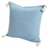 20" X 20" Sky Blue And White 100% Cotton Geometric Zippered Pillow