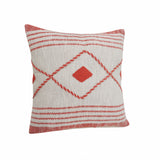 20" X 20" Red And White 100% Cotton Coastal Zippered Pillow