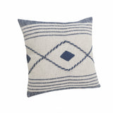 20" X 20" Blue And White 100% Cotton Coastal Zippered Pillow