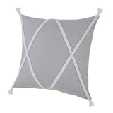 20" X 20" Light Gray And White 100% Cotton Coastal Zippered Pillow