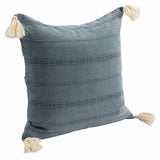 18" X 18" Bluish Gray 100% Cotton Zippered Pillow