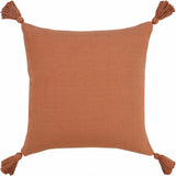 20" X 20" Orange Cotton Zippered Pillow With Tassels