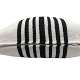 22" X 22" Black and White Striped Cotton Zippered Pillow