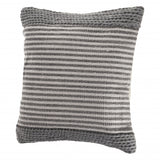 20" X 20" Gray And Ivory 100% Cotton Striped Zippered Pillow