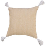 20" X 20" Brown and White Cotton Zippered Pillow With Embroidery, Tassels