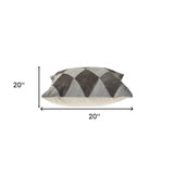 20" X 20" Beige and Brown Striped Faux Leather Zippered Pillow