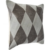 20" X 20" Silver And Brown 100% Wool Geometric Zippered Pillow