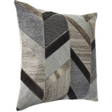 20" X 20" Gray And Brown 100% Wool Chevron Zippered Pillow