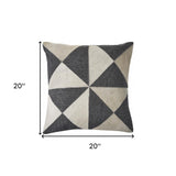 20" X 20" Silver And Brown 100% Wool Geometric Zippered Pillow