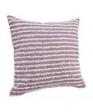 20" X 20" Purple And Cream 100% Cotton Striped Zippered Pillow