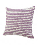 20" X 20" Purple And Cream 100% Cotton Striped Zippered Pillow