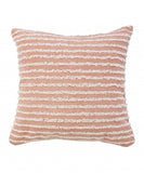 20" X 20" Dusty Pink And Cream 100% Cotton Striped Zippered Pillow