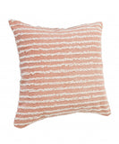 20" X 20" Dusty Pink And Cream 100% Cotton Striped Zippered Pillow