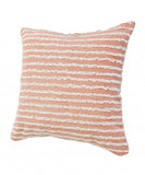 20" X 20" Dusty Pink And Cream 100% Cotton Striped Zippered Pillow