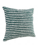 20" X 20" Green And Cream 100% Cotton Striped Zippered Pillow