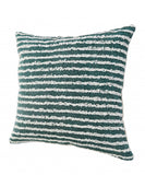 20" X 20" Green And Cream 100% Cotton Striped Zippered Pillow