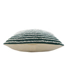 20" X 20" Green And Cream 100% Cotton Striped Zippered Pillow