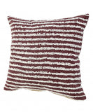 20" X 20" Maroon And Cream 100% Cotton Striped Zippered Pillow