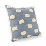 20" X 20" Denim Blue And White 100% Cotton Zippered Pillow