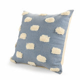 20" X 20" Denim Blue And White 100% Cotton Zippered Pillow