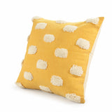 20" X 20" Yellow And White 100% Cotton Zippered Pillow